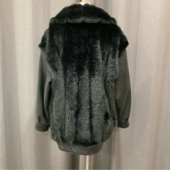 Vintage black faux fur/ostrich leather size 10 - Picture 5 of 12